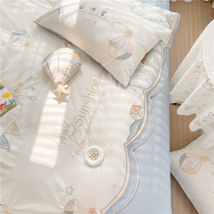 91家纺网 家纺一手货源 找家纺 星野 2022春夏100支澳棉绣花四件套-童话镇