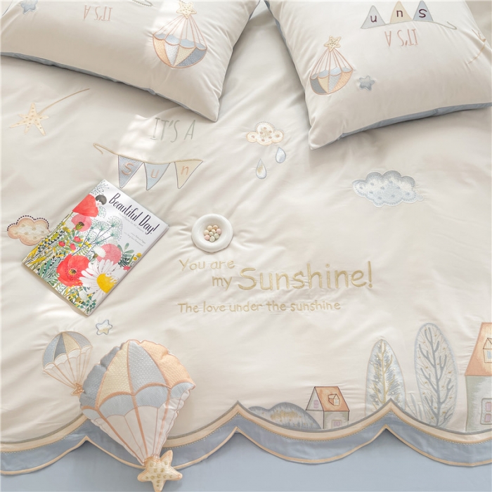 91家纺网 家纺一手货源 找家纺 星野 2022春夏100支澳棉绣花四件套-童话镇