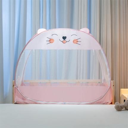 91家纺网 家纺一手货源 找家纺 鸿和蚊帐 2023新款儿童蚊帐蒙古包 可爱猫咪-粉