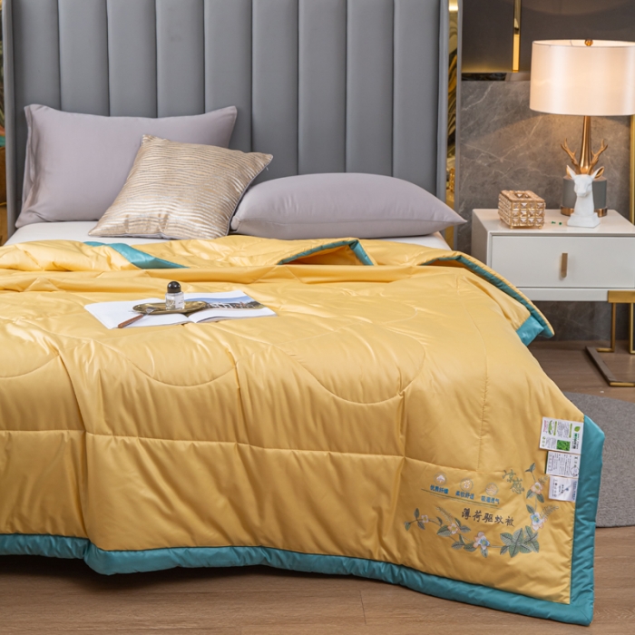 91家纺网 家纺一手货源 找家纺 兴邦 2026新款水洗真丝薄荷夏凉被子空调被芯夏被 贵族黄