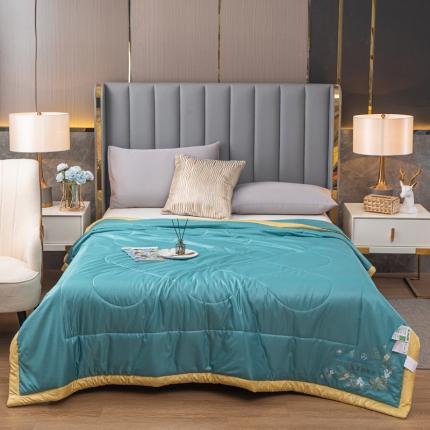 91家纺网 家纺一手货源 找家纺 兴邦 2026新款水洗真丝薄荷夏凉被子空调被芯夏被 宝石绿