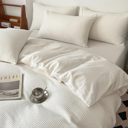 91家纺网 家纺一手货源 找家纺 （总）雅居纺家纺 2022新款全棉华夫格普通款四件套