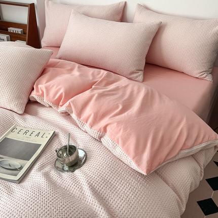 91家纺网 家纺一手货源 找家纺 （总）雅居纺家纺 2022新款全棉华夫格普通款四件套