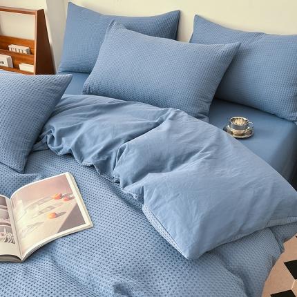 91家纺网 家纺一手货源 找家纺 （总）雅居纺家纺 2022新款全棉华夫格普通款四件套