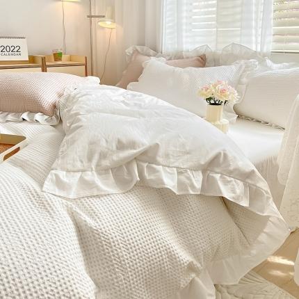 91家纺网 家纺一手货源 找家纺 （总）雅居纺家纺 2022新款华夫格花边款四件套