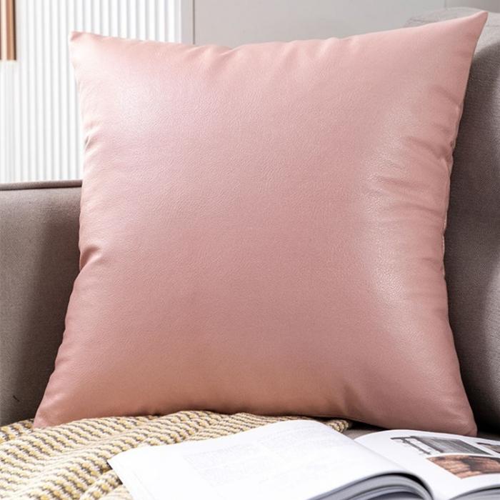 91家纺网 家纺一手货源 找家纺 爆款出口外贸跨境仿皮科技布纯色沙发抱枕套家具店靠垫