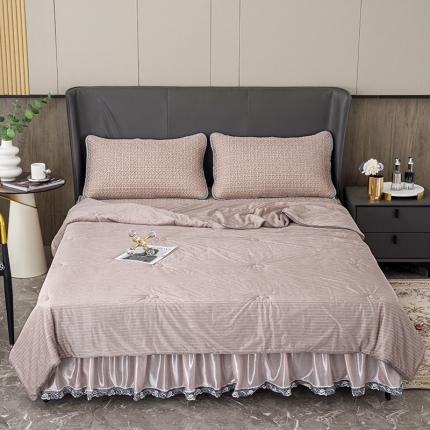 91家纺网 家纺一手货源 找家纺 (总)纽缦 2022新款凉感丝乳胶凉席纯色夏被床裙四件套