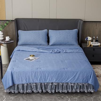 91家纺网 家纺一手货源 找家纺 (总)纽缦 2022新款凉感丝乳胶凉席纯色夏被床裙四件套