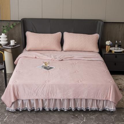 91家纺网 家纺一手货源 找家纺 (总)纽缦 2022新款凉感丝乳胶凉席纯色夏被床裙四件套