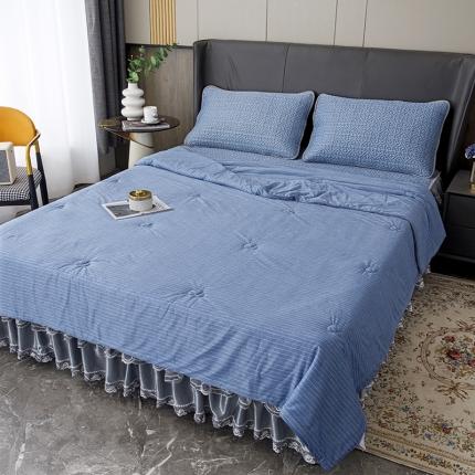 (总)纽缦 2022新款凉感丝乳胶凉席纯色夏被床裙四件套