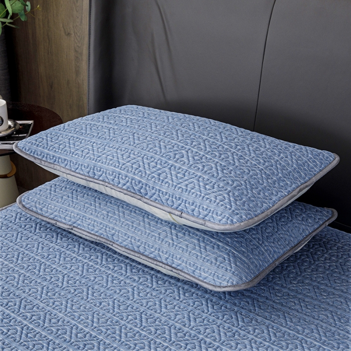 91家纺网 家纺一手货源 找家纺 (总)纽缦 2022新款凉感丝乳胶凉席纯色夏被床裙四件套