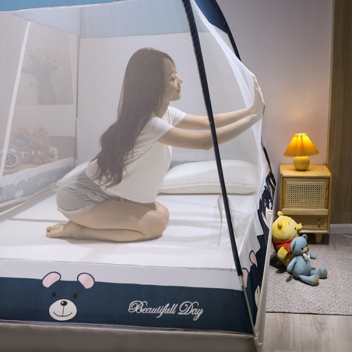 91家纺网 家纺一手货源 找家纺 爱洛 2022新款卡通印花防尘蚊帐系列 大狗熊