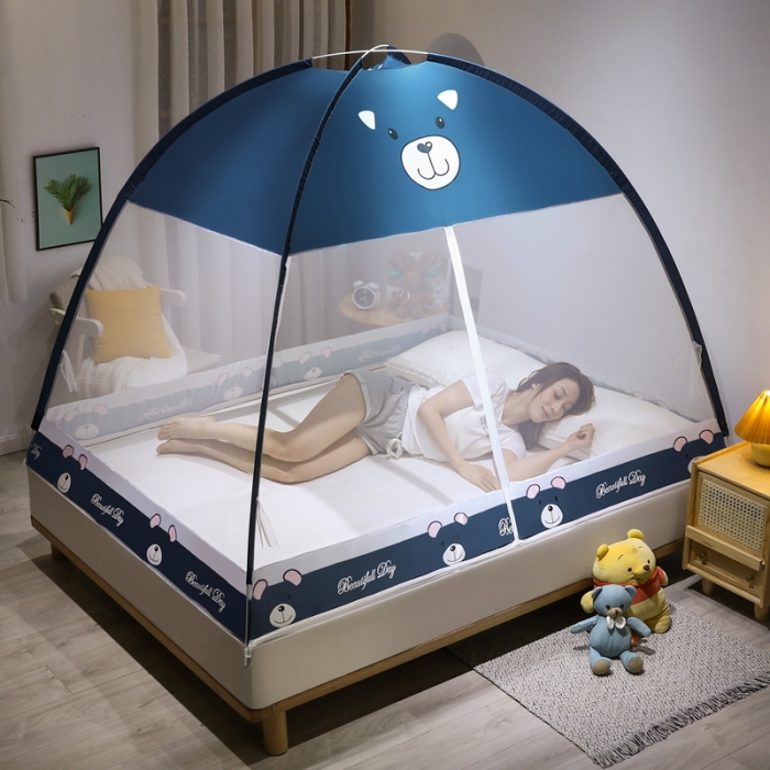 91家纺网 家纺一手货源 找家纺 爱洛 2022新款卡通印花防尘蚊帐系列 大狗熊