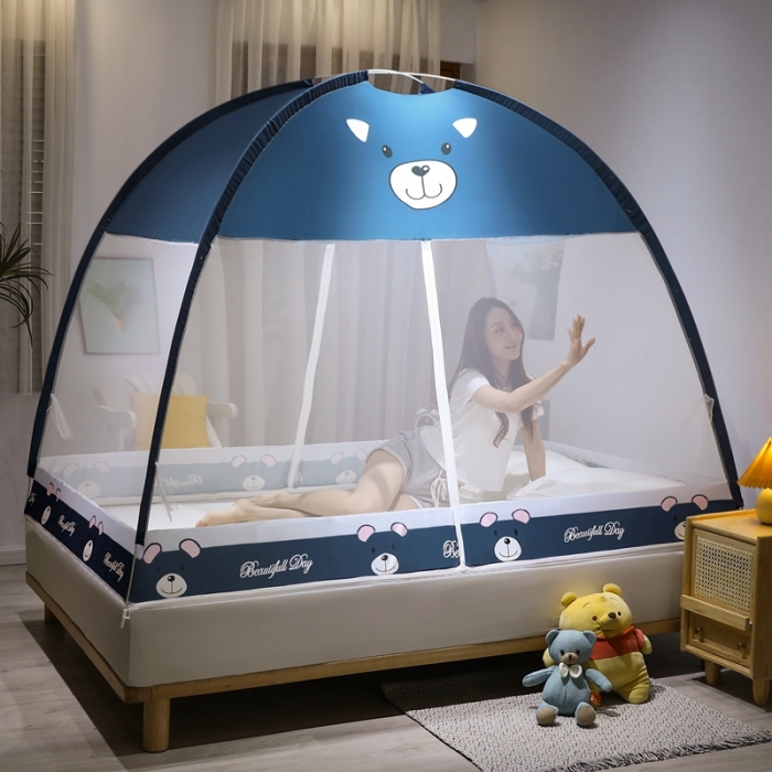 91家纺网 家纺一手货源 找家纺 爱洛 2022新款卡通印花防尘蚊帐系列 大狗熊