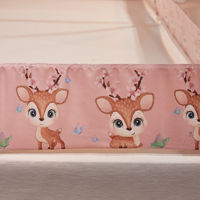 91家纺网 家纺一手货源 找家纺 爱洛 2022新款卡通印花防尘蚊帐系列 梅花鹿-粉