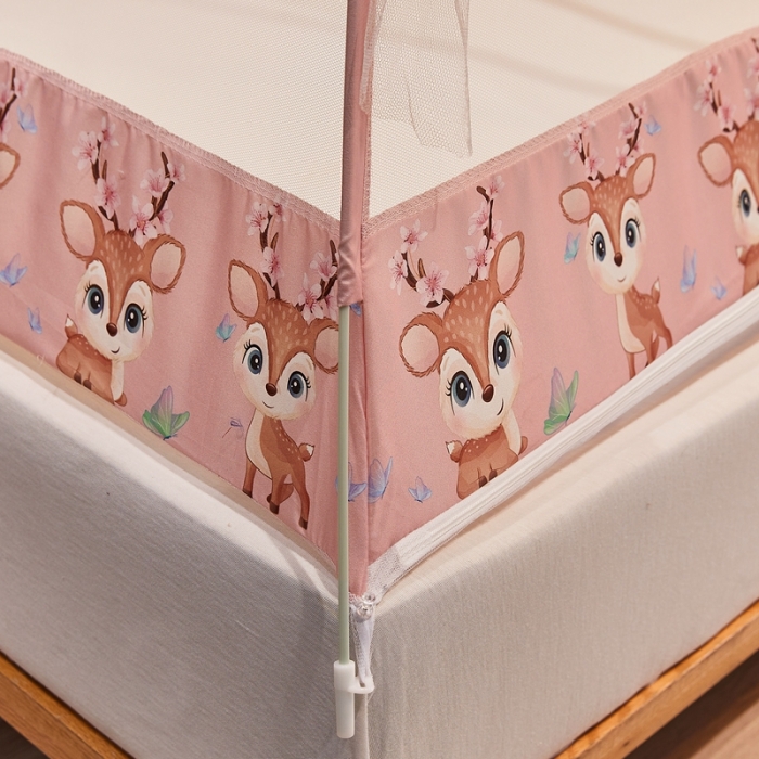 91家纺网 家纺一手货源 找家纺 爱洛 2022新款卡通印花防尘蚊帐系列 梅花鹿-粉