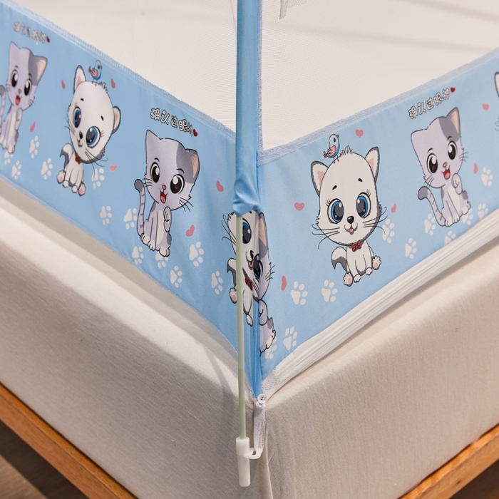 91家纺网 家纺一手货源 找家纺 爱洛 2022新款卡通印花防尘蚊帐系列 小猫咪-蓝