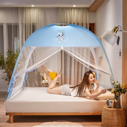 爱洛 2022新款卡通印花防尘蚊帐系列 小猫咪-蓝