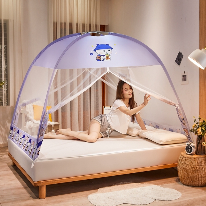 91家纺网 家纺一手货源 找家纺 爱洛 2022新款卡通印花防尘蚊帐系列 小男孩