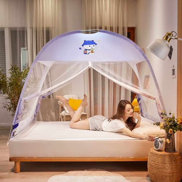 91家纺网 家纺一手货源 找家纺 爱洛 2022新款卡通印花防尘蚊帐系列 小男孩