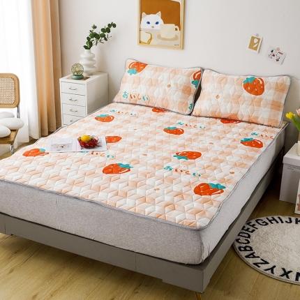 91家纺网 家纺一手货源 找家纺 纽缦 2022新款凉感丝乳胶凉席卡通系列床单款 草莓