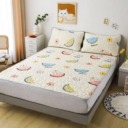 纽缦 2022新款凉感丝乳胶凉席卡通系列床单款 大西瓜