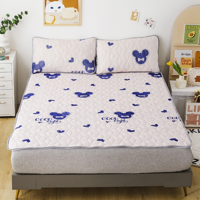 91家纺网 家纺一手货源 找家纺 纽缦 2022新款凉感丝乳胶凉席卡通系列床单款 晚安米奇