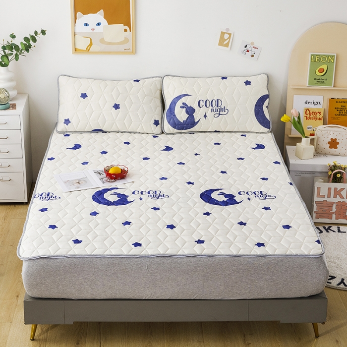 91家纺网 家纺一手货源 找家纺 纽缦 2022新款凉感丝乳胶凉席卡通系列床单款 兔小月