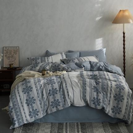 (总)梦享生活 2022新款全棉色织水洗棉提花四件套