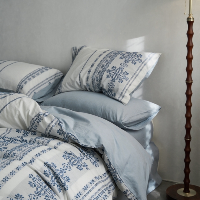 91家纺网 家纺一手货源 找家纺 (总)梦享生活 2022新款全棉色织水洗棉提花四件套