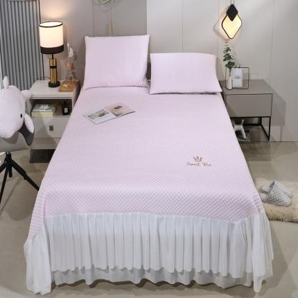 91家纺网 家纺一手货源 找家纺 航途 2025新款凉感豆豆系列-凉感豆豆床裙 粉