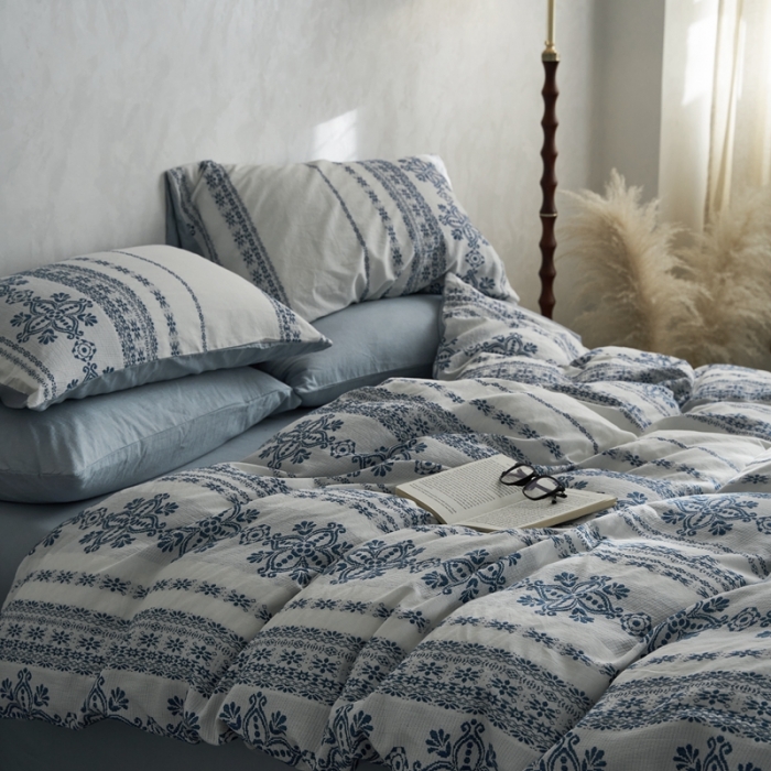 91家纺网 家纺一手货源 找家纺 (总)梦享生活 2022新款全棉色织水洗棉提花四件套