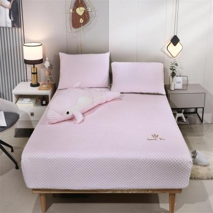 91家纺网 家纺一手货源 找家纺 航途 2025新款凉感豆豆系列-凉感豆豆全包床笠 藕色