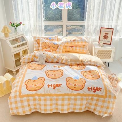 91家纺网 家纺一手货源 找家纺 星期八 2022新款二次元水洗棉四件套 小老虎