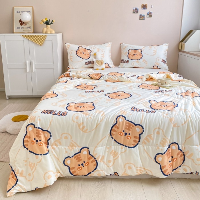 91家纺网 家纺一手货源 找家纺 星期八 2022新款针织棉小老虎夏被 开心虎