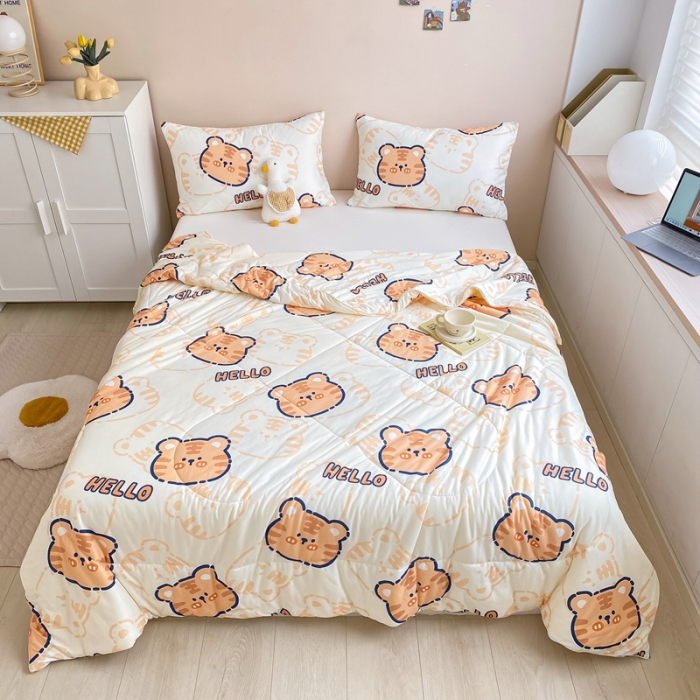 91家纺网 家纺一手货源 找家纺 星期八 2022新款针织棉小老虎夏被 开心虎