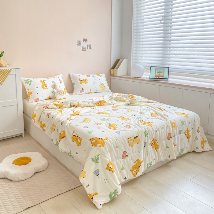 91家纺网 家纺一手货源 找家纺 星期八 2022新款针织棉小老虎夏被 调皮虎