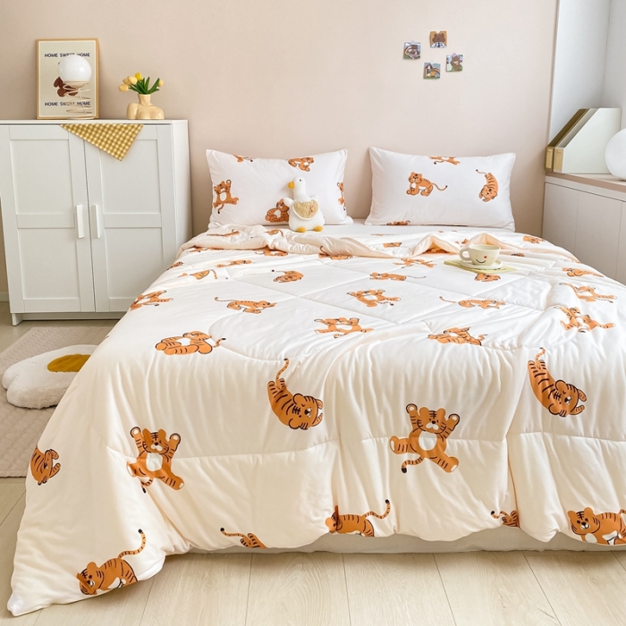 91家纺网 家纺一手货源 找家纺 星期八 2022新款针织棉小老虎夏被 跳跳虎