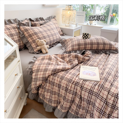 91家纺网 家纺一手货源 找家纺 (总)吾欢心 2024新款茶萃棉韩版花边夏被四件套
