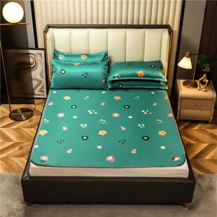 91家纺网 家纺一手货源 找家纺 2025年冰丝席三件套凉席空调软席可水席洗绑带平铺款直播