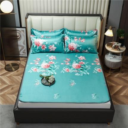 91家纺网 家纺一手货源 找家纺 2025年冰丝席三件套凉席空调软席可水席洗绑带平铺款直播