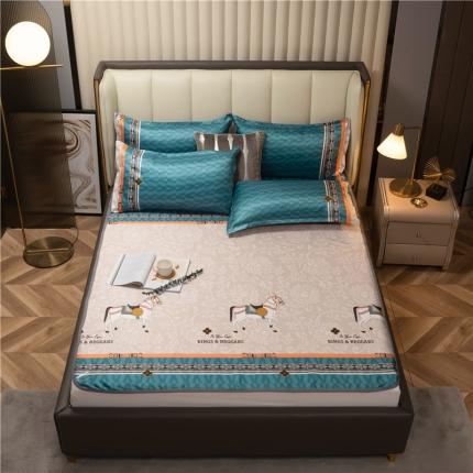 91家纺网 家纺一手货源 找家纺 2025年冰丝席三件套凉席空调软席可水席洗绑带平铺款直播