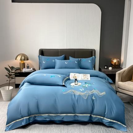 91家纺网 家纺一手货源 找家纺 (总) 眠帛家居 2022新款水洗天丝四件套蝶梦系列