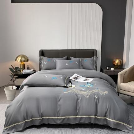 91家纺网 家纺一手货源 找家纺 (总) 眠帛家居 2022新款水洗天丝四件套蝶梦系列