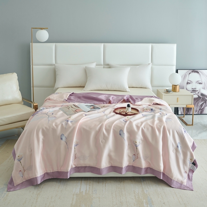 91家纺网 家纺一手货源 找家纺 时亿 2022新款80支天丝印花单夏被夏凉被空调被直播款 一枝独秀