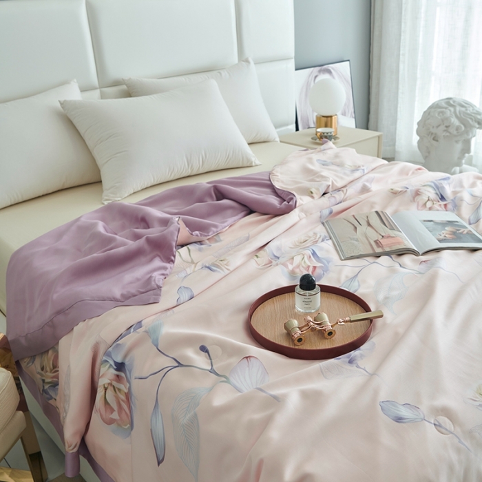 91家纺网 家纺一手货源 找家纺 时亿 2022新款80支天丝印花单夏被夏凉被空调被直播款 一枝独秀