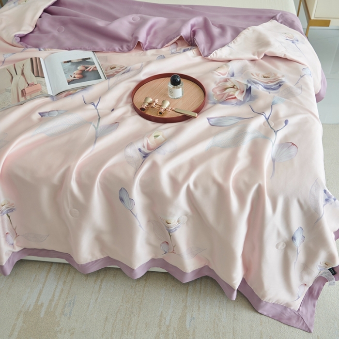 91家纺网 家纺一手货源 找家纺 时亿 2022新款80支天丝印花单夏被夏凉被空调被直播款 一枝独秀