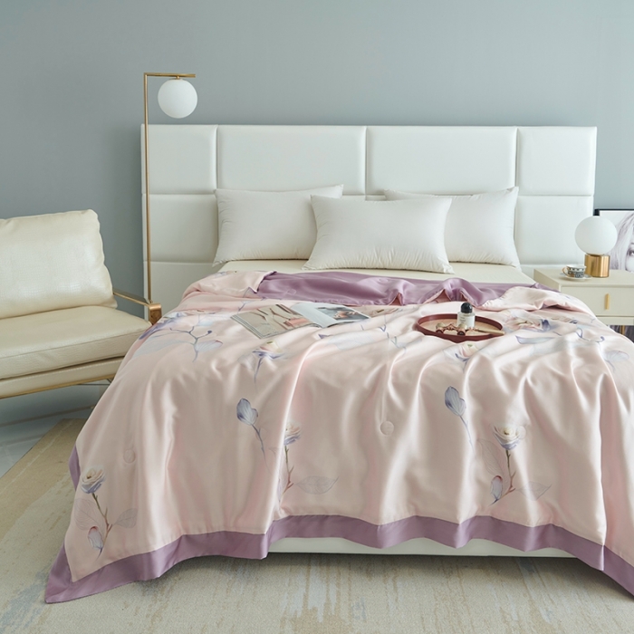 91家纺网 家纺一手货源 找家纺 时亿 2022新款80支天丝印花单夏被夏凉被空调被直播款 一枝独秀