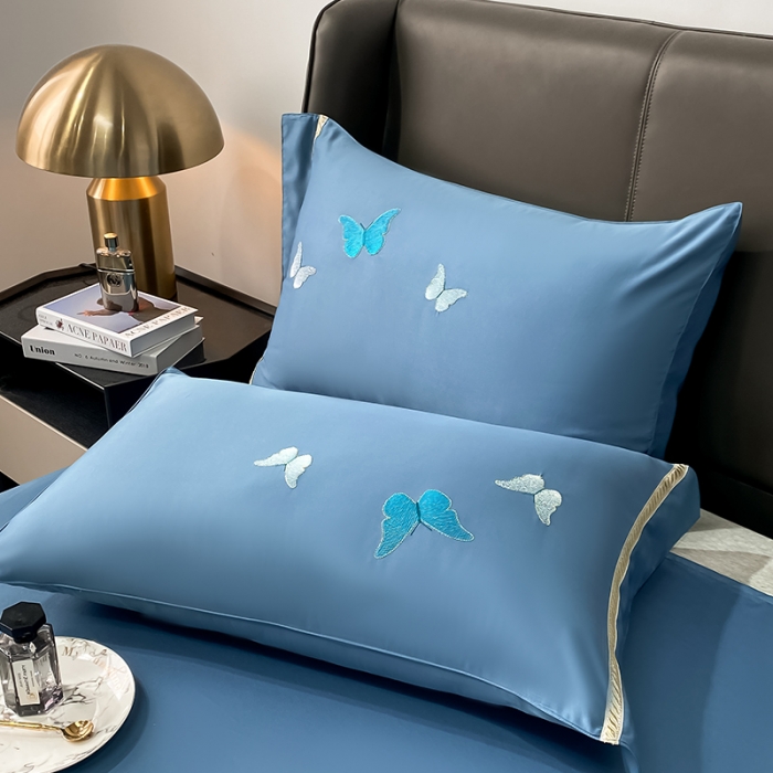 91家纺网 家纺一手货源 找家纺 (总) 眠帛家居 2022新款水洗天丝四件套蝶梦系列