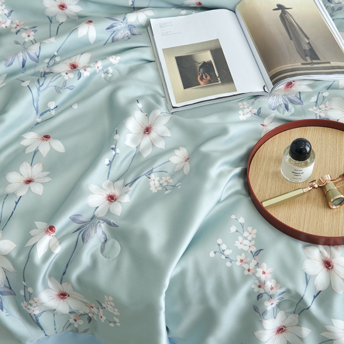 91家纺网 家纺一手货源 找家纺 时亿 2022新款80支天丝印花单夏被夏凉被空调被直播款 悦琦-蓝